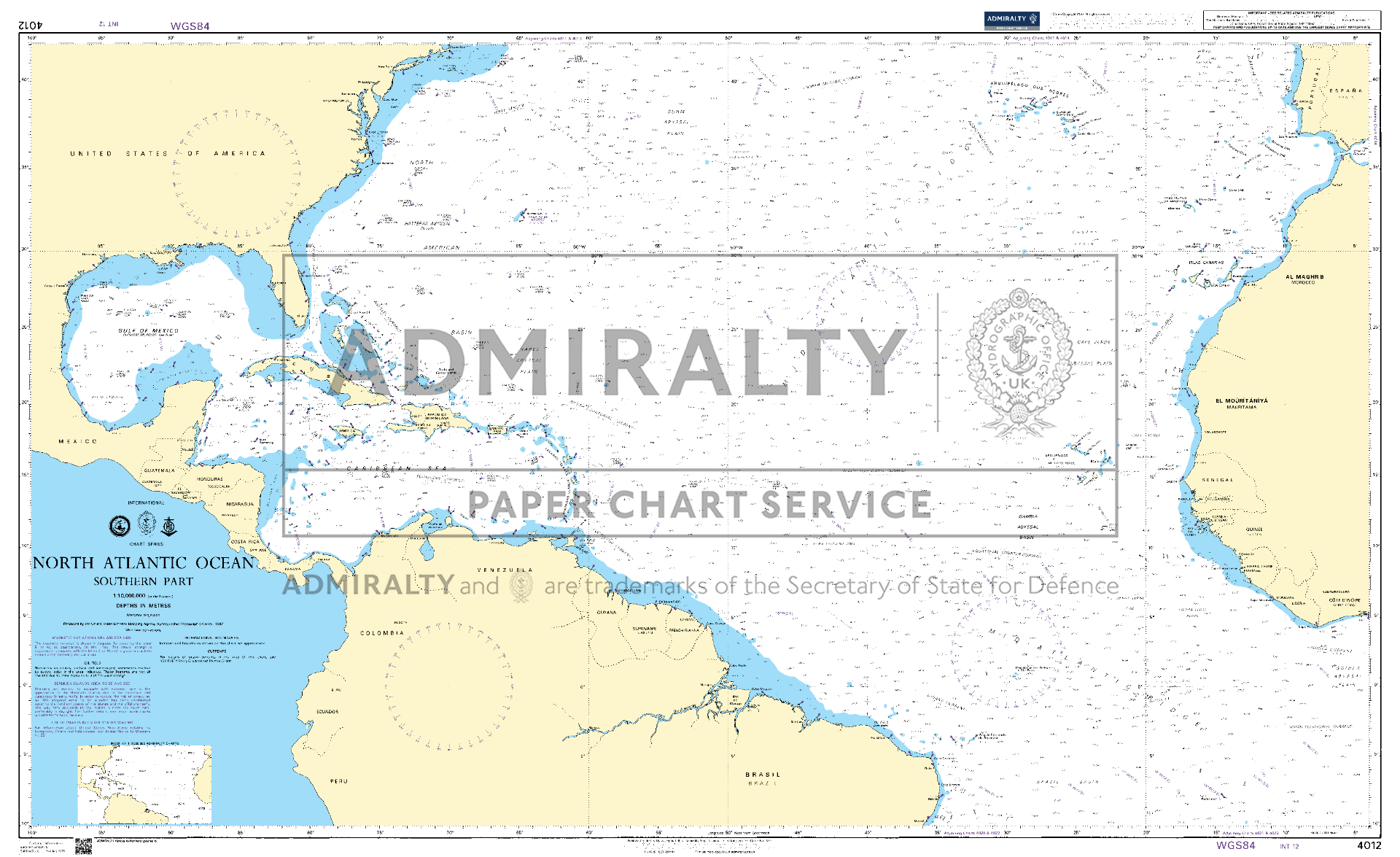 ADMIRALTY Chart 4012: North Atlantic Ocean Southern Part