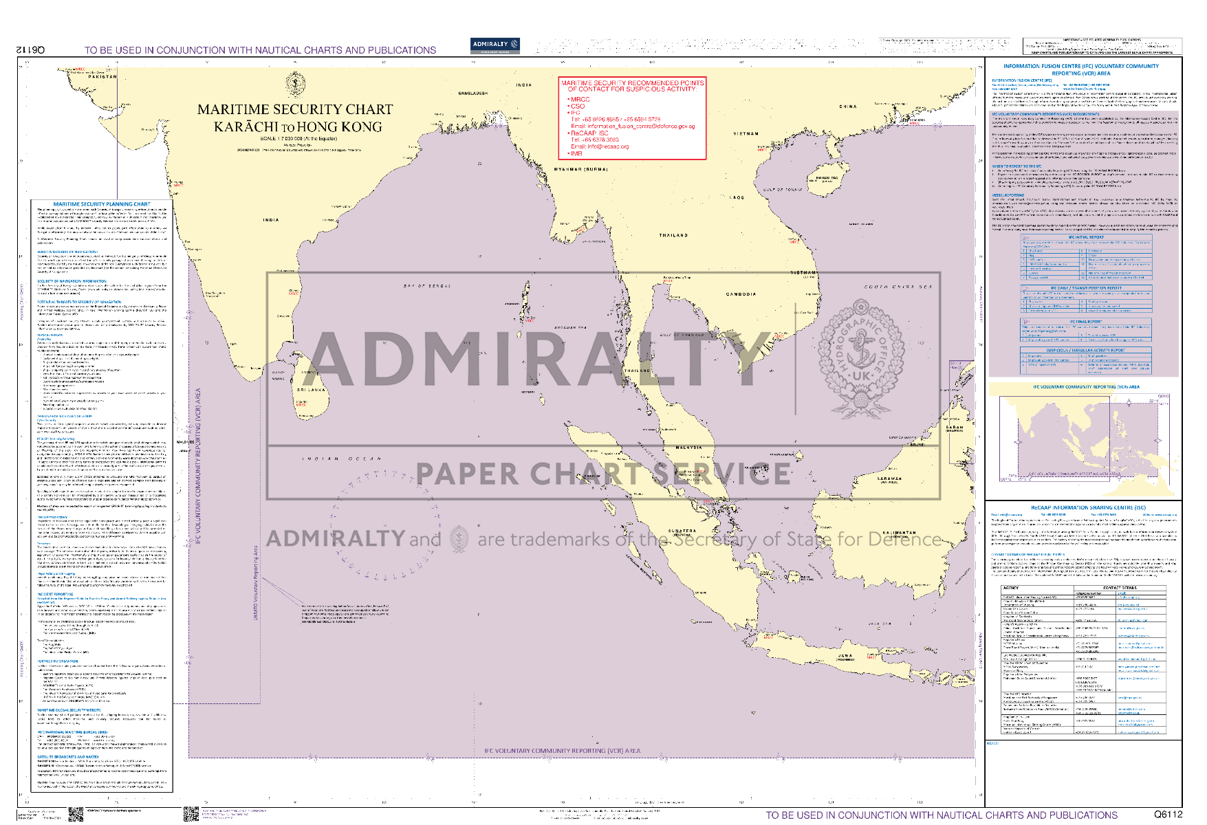 ADMIRALTY Maritime Security Planning Chart Q6112 - Karachi to Hong Kong