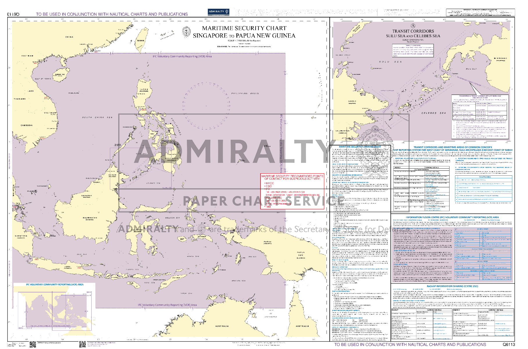 Admiralty Maritime Security Planning Chart Q6113 - Singapore to Papua New Guinea
