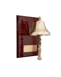 6-Inch Brass Bell Mounted on 9x12-Inch High Gloss Mahagony Plaque with brass plate